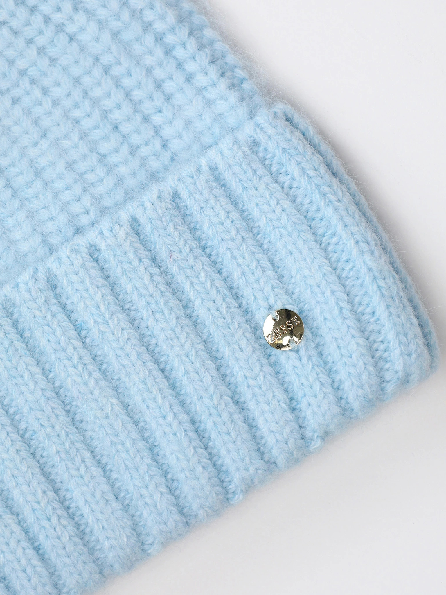 Шапка-бини из ангоры и нейлона с отворотом в ассортименте